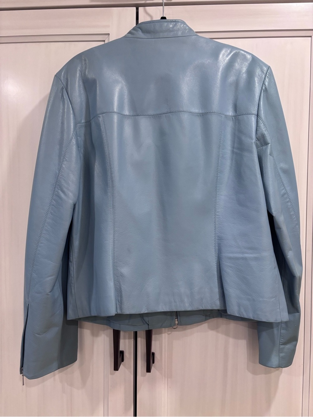 Vintage DANIER Pale Blue Genuine Leather Moto Racer Jacket Women's Lrg 3961 NEW - Picture 7 of 14